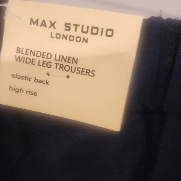 Max Studio Dark Blue Linen Blend Wide Leg Pants Size XL - Picture 5 of 5